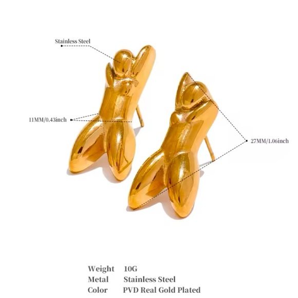 Anthropologie Body Gold Abstract Figure Earrings - Picture 7 of 10